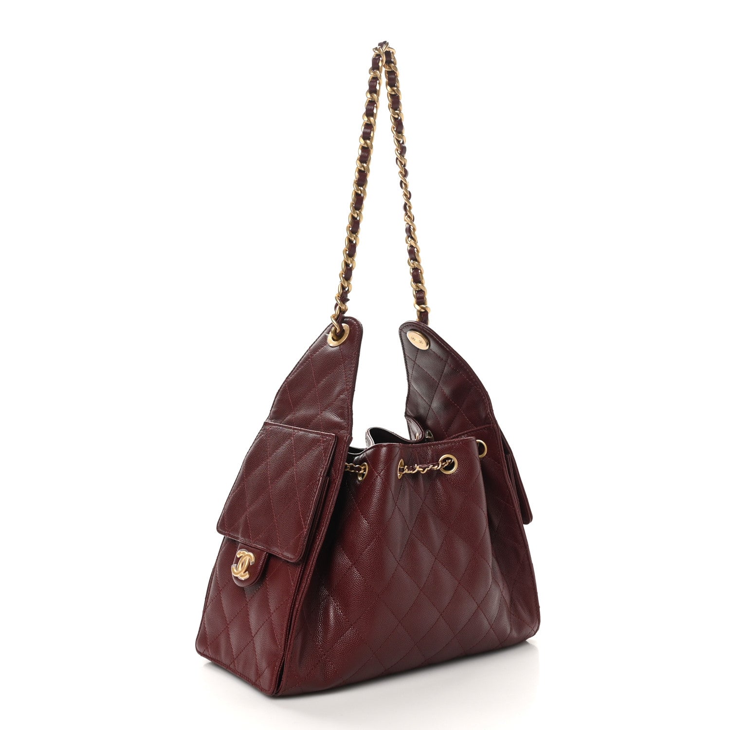 Caviar Quilted Small Chanel 25 Handbag Burgundy