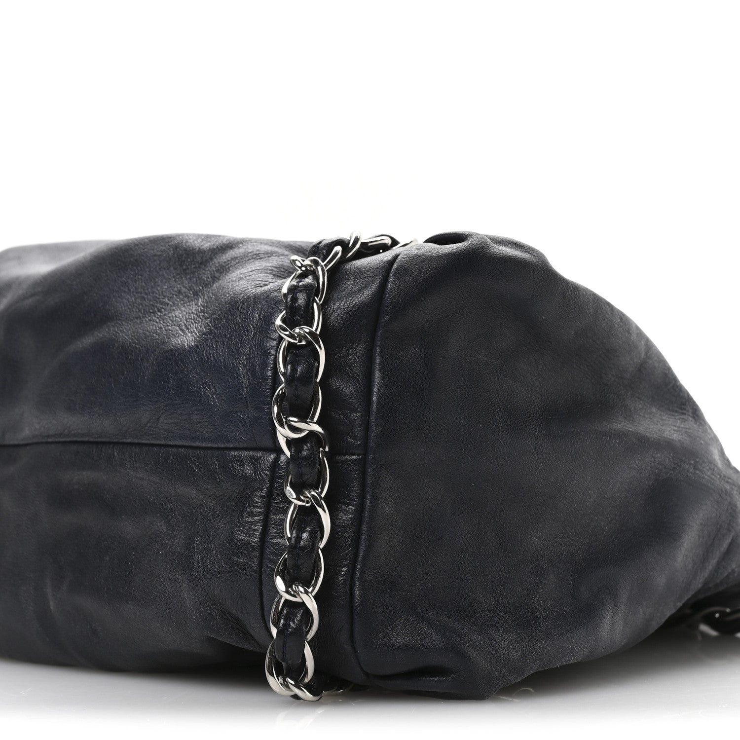 Lambskin Large Sharpei Shoulder Bag Blue