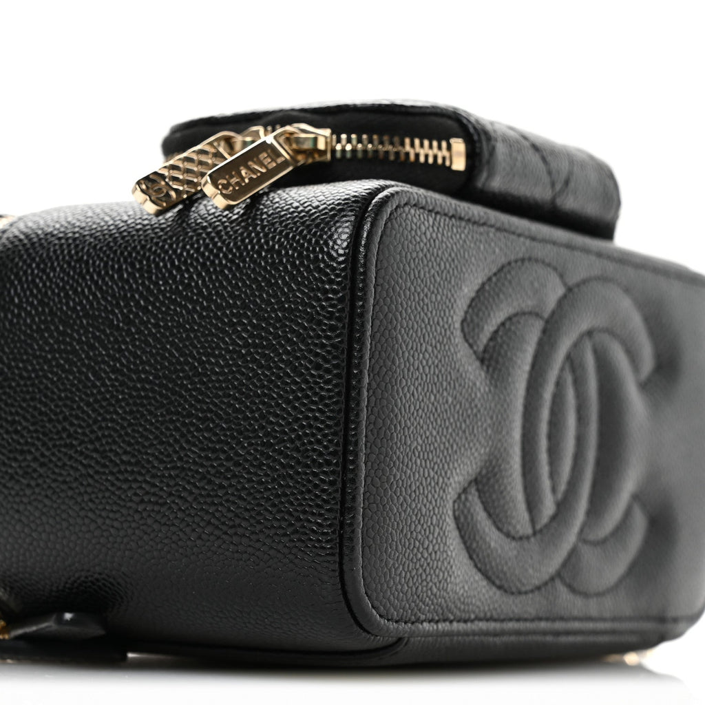 Caviar Quilted Top Handle Pocket Vanity Case Black
