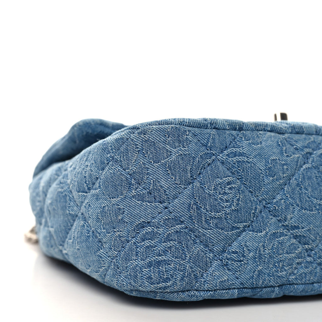 Denim Quilted Medium Camellia Sweetheart Flap Blue