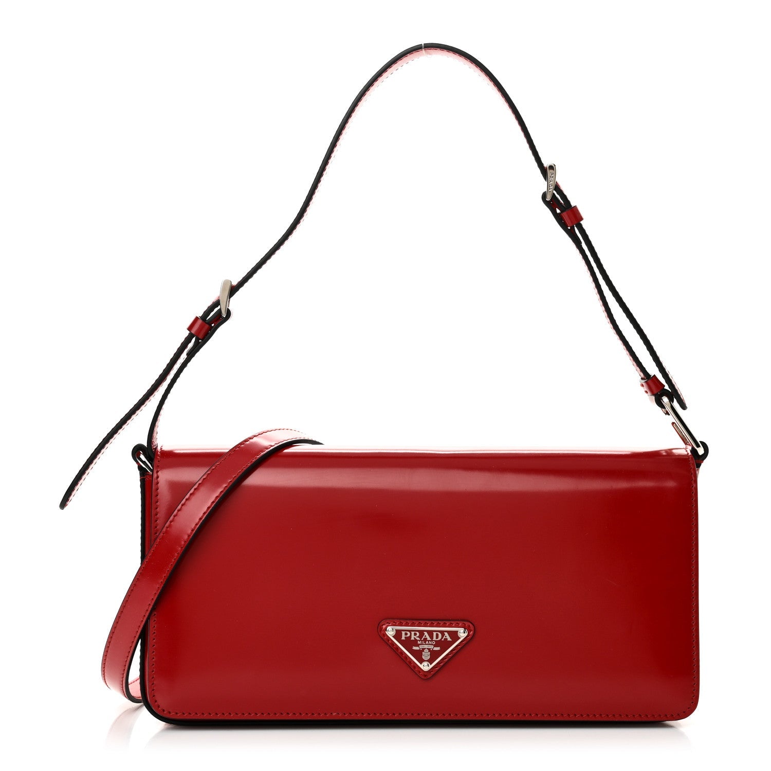 Spazzolato Femme Flap Shoulder Bag Scarlatto Black