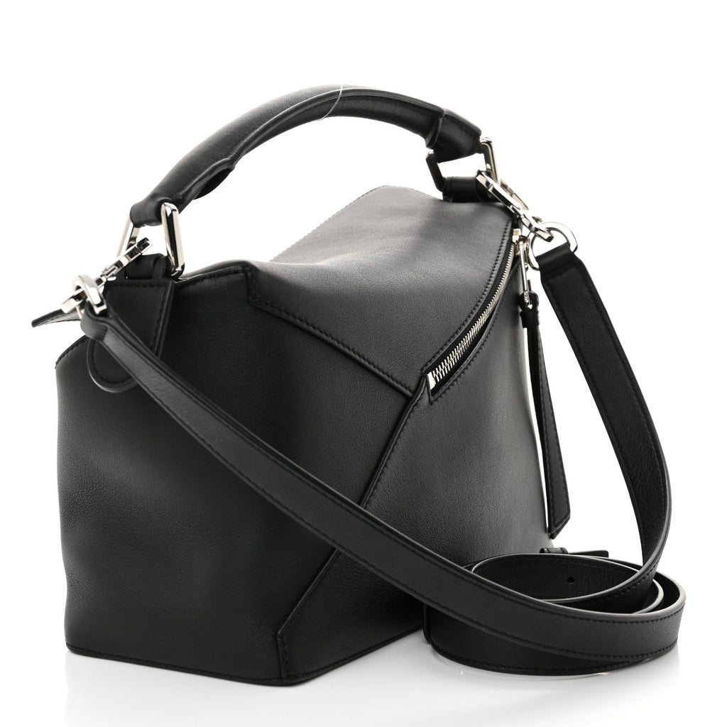 Calfskin Small Puzzle Edge Bag Black