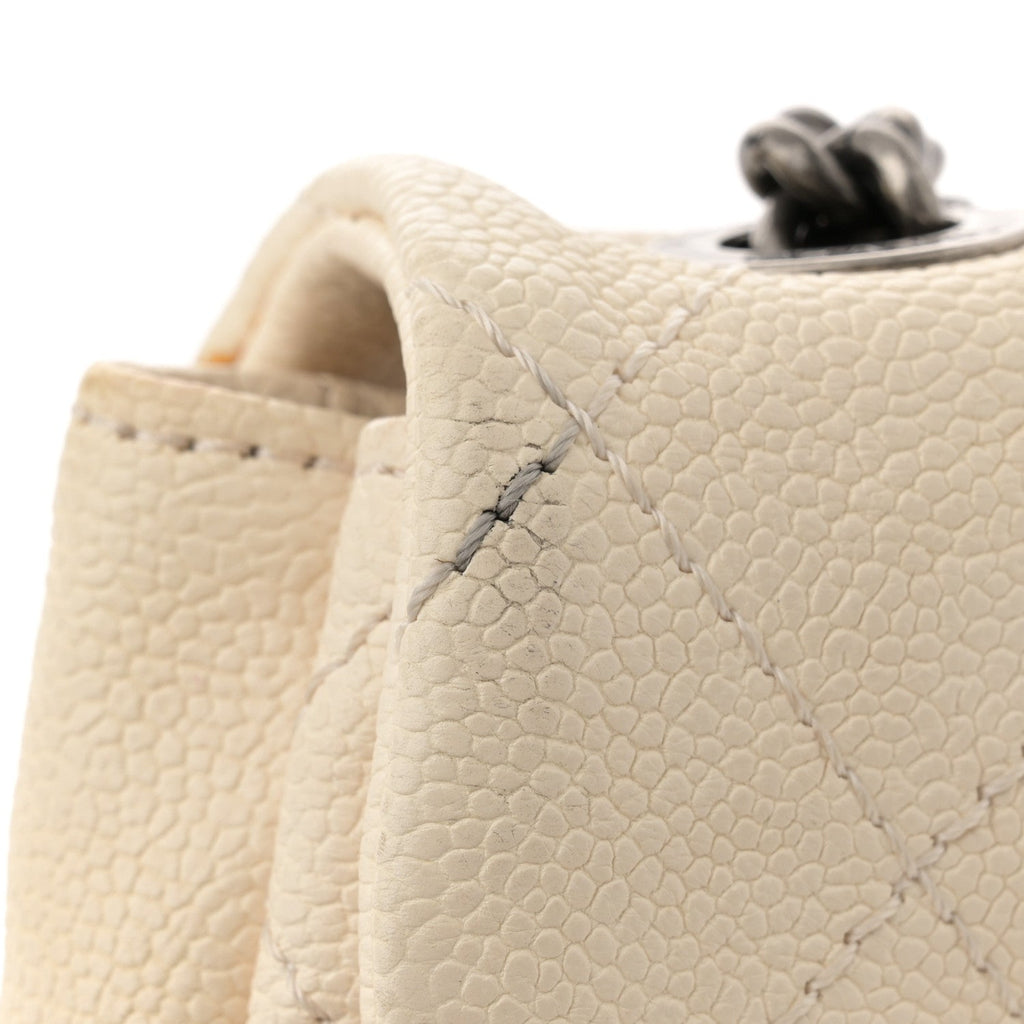 Caviar Quilted Mini Simply CC Flap White