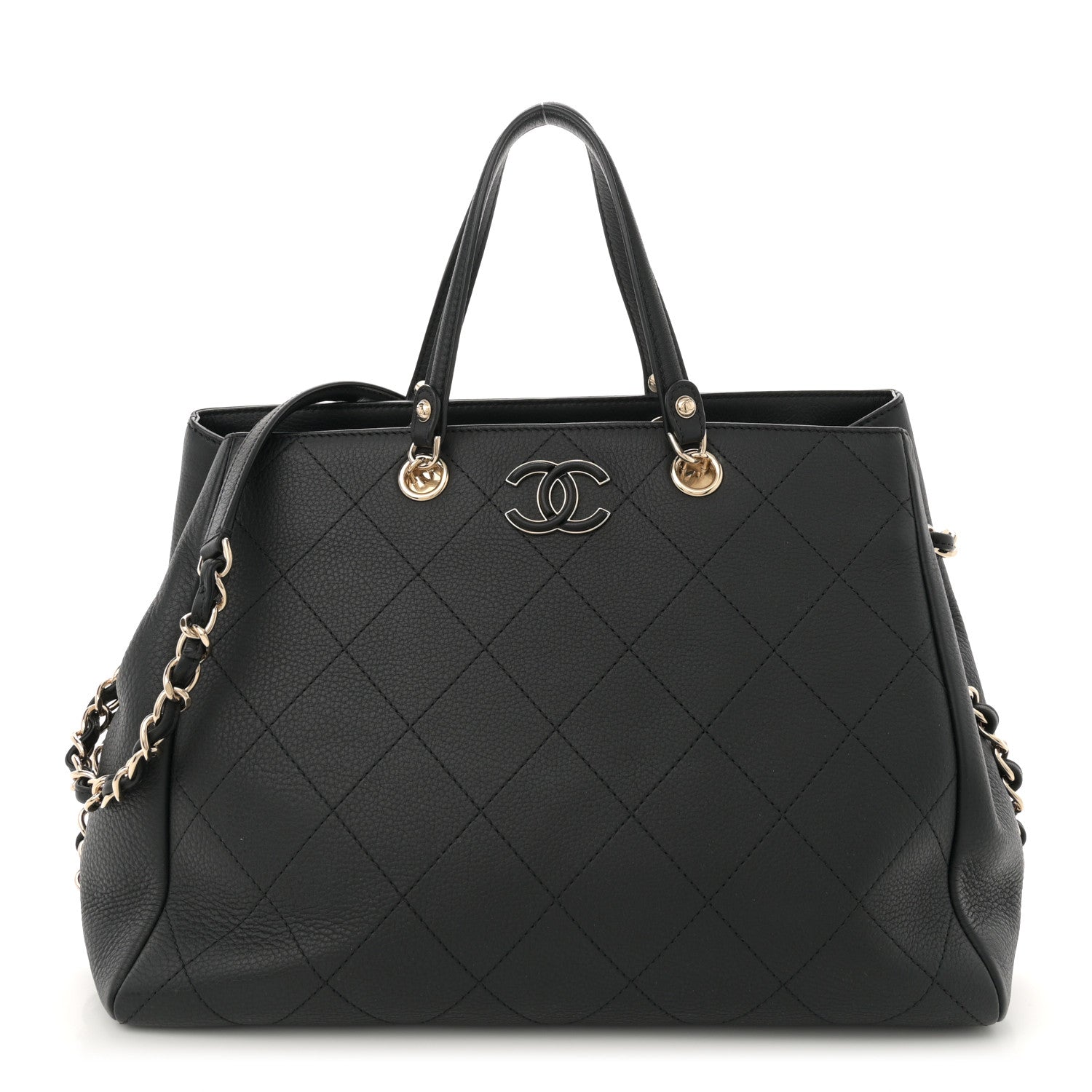 Bullskin Stitched Medium Shopping Bag Black