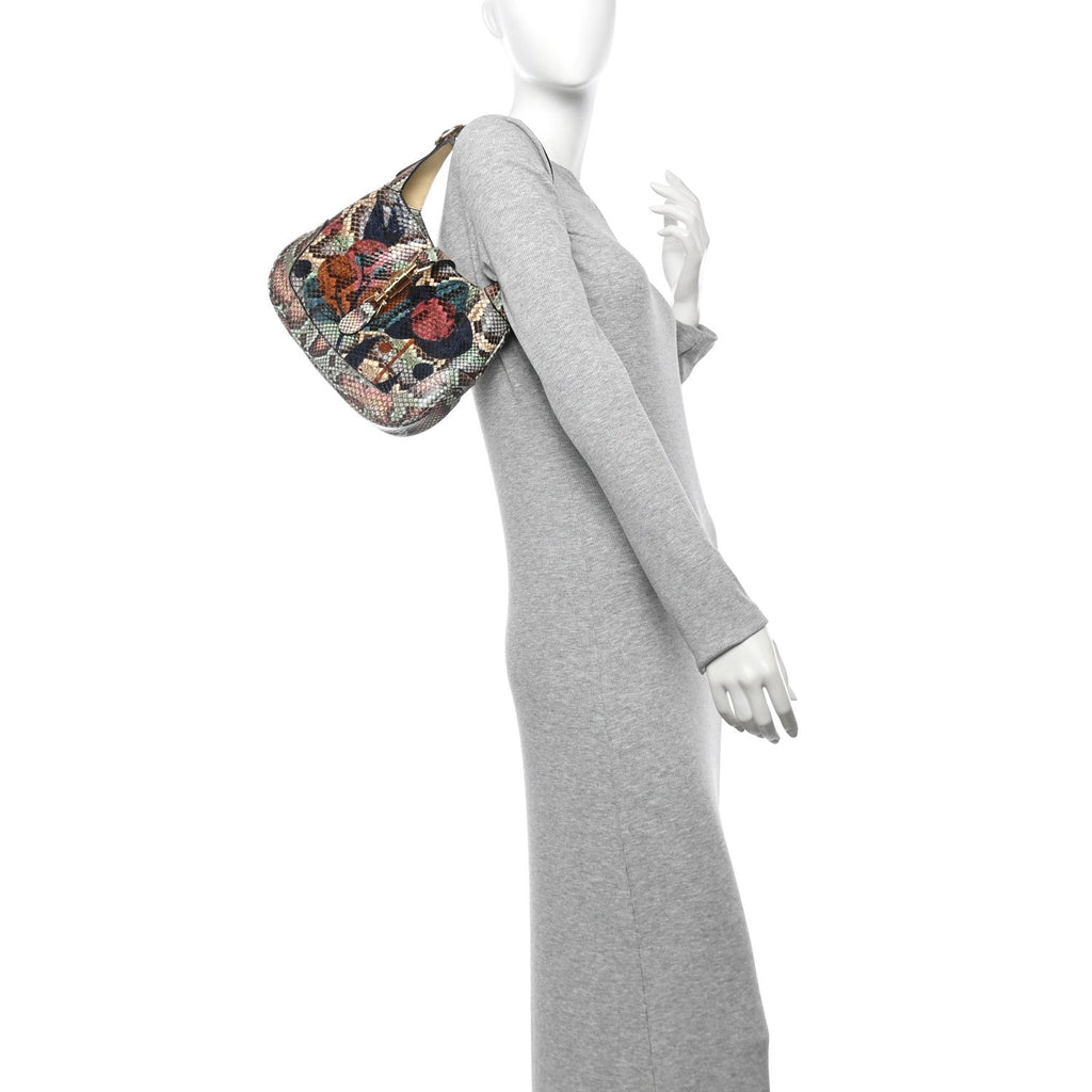 Snakeskin Calfskin Small Jackie 1961 Hobo Beige Multicolor