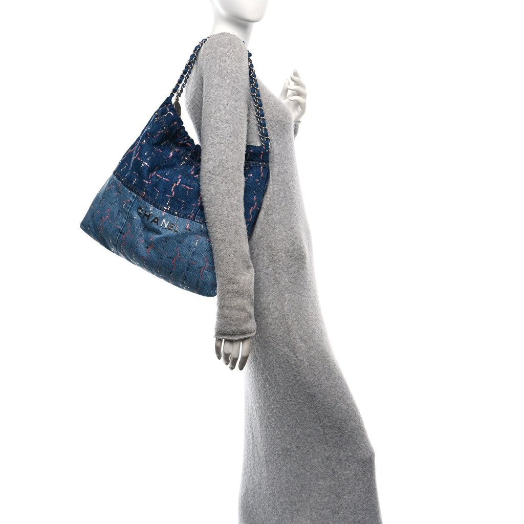 Denim Sequin Chanel 22 Blue