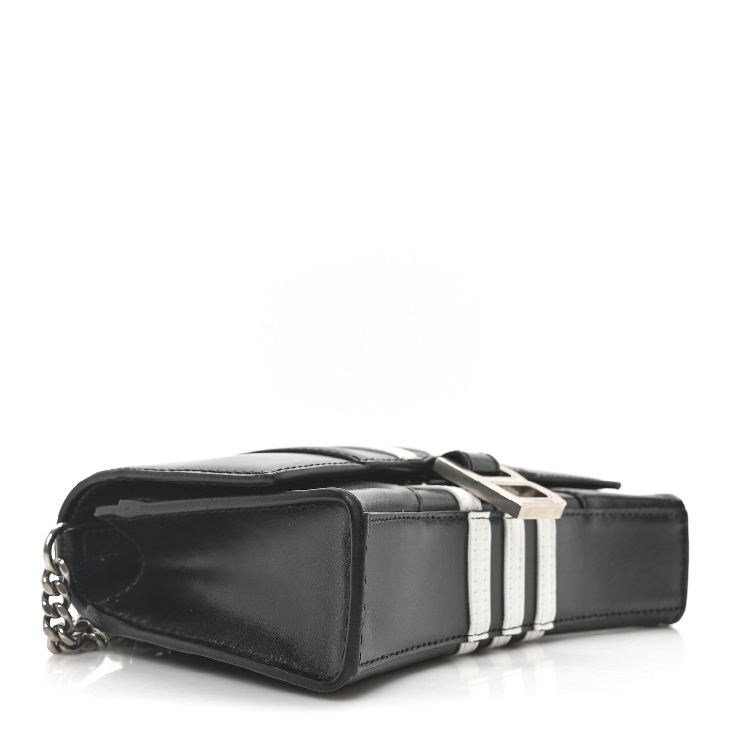 X ADIDAS Box Calfskin Hourglass Chain Bag Black