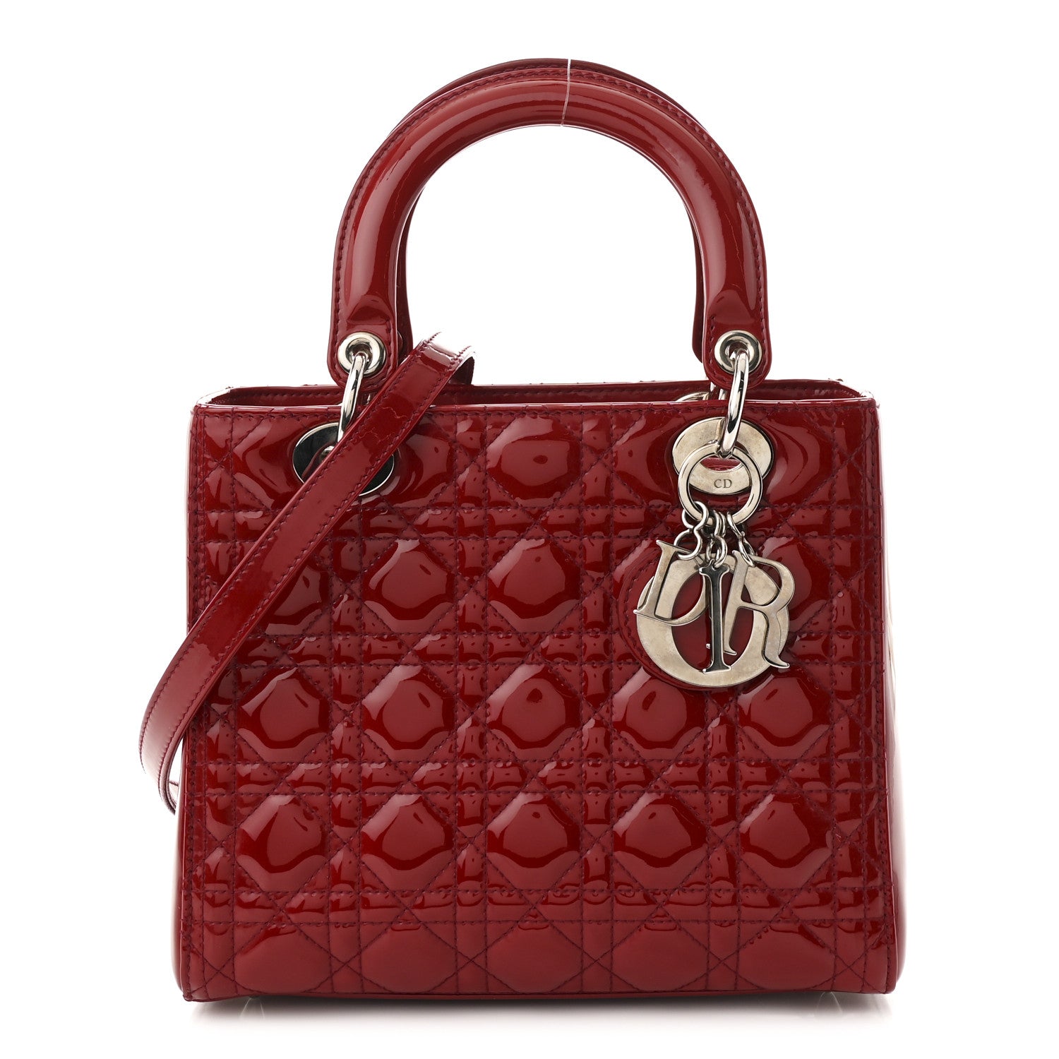 Patent Cannage Medium Lady Dior Red