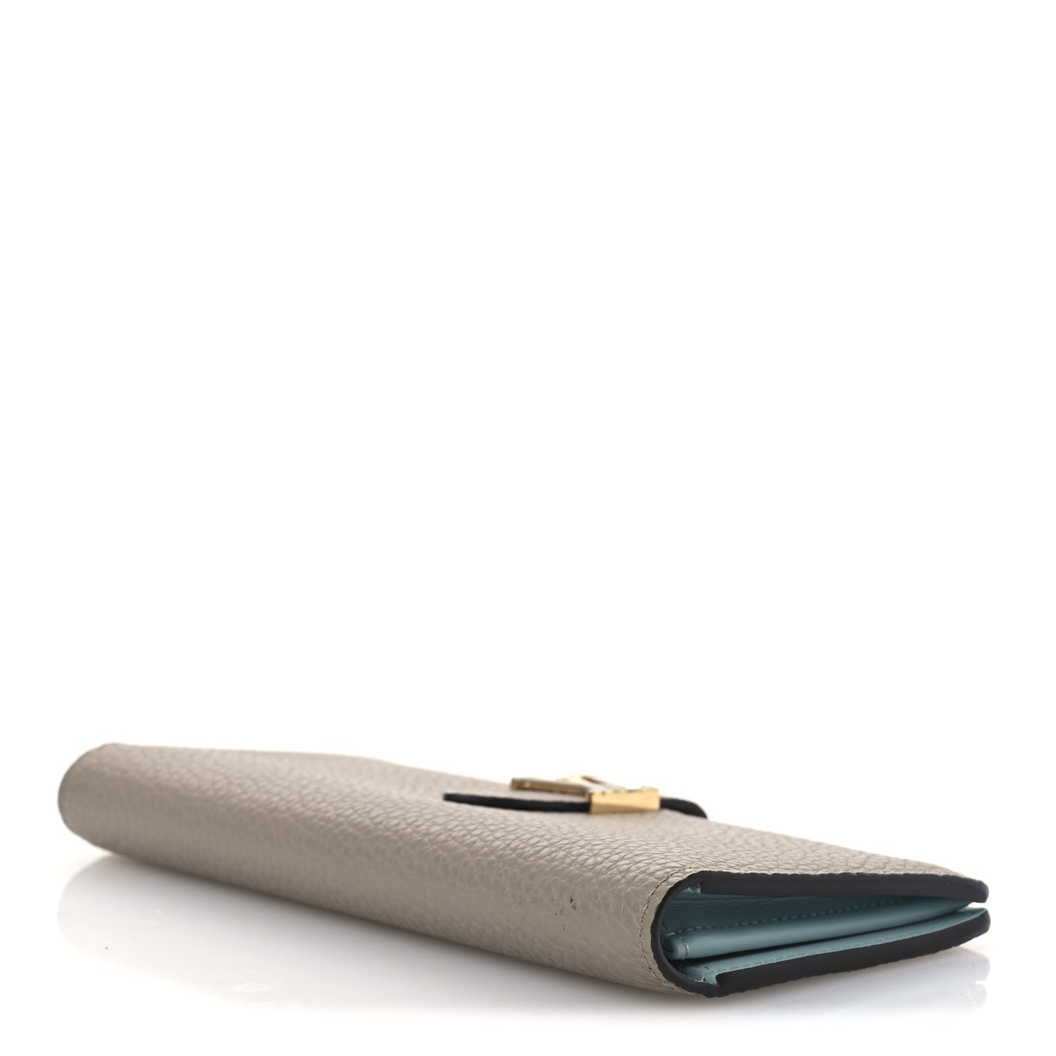 Taurillon LV Vertical Capucines Wallet Galet Aquamarine