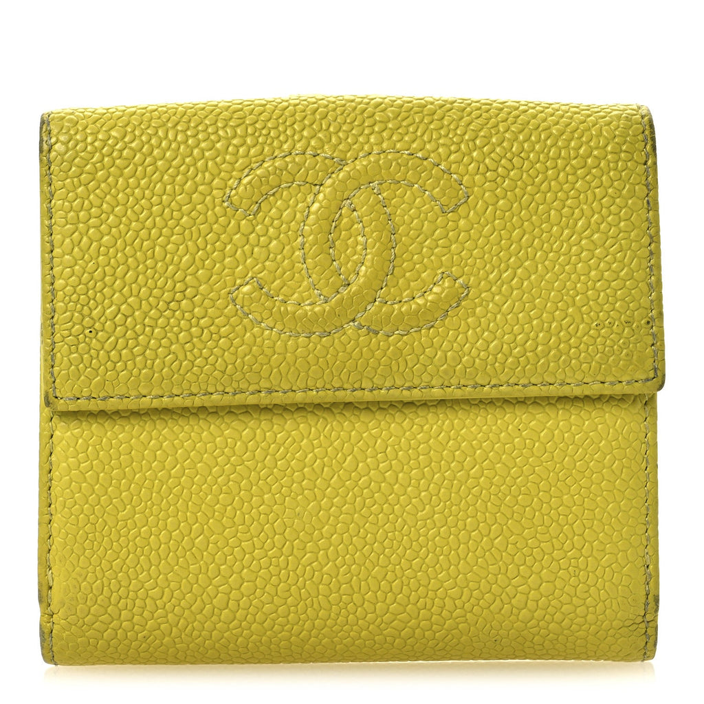 Caviar Timeless CC Compact French Wallet Yellow