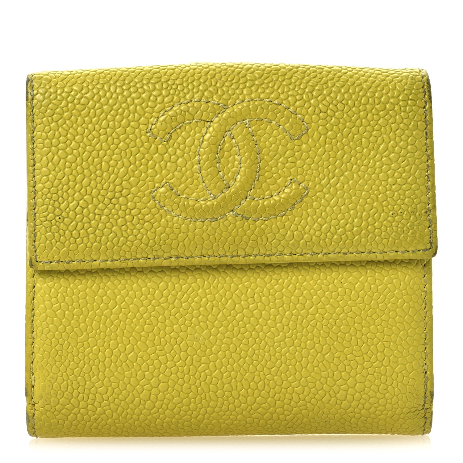 Caviar Timeless CC Compact French Wallet Yellow
