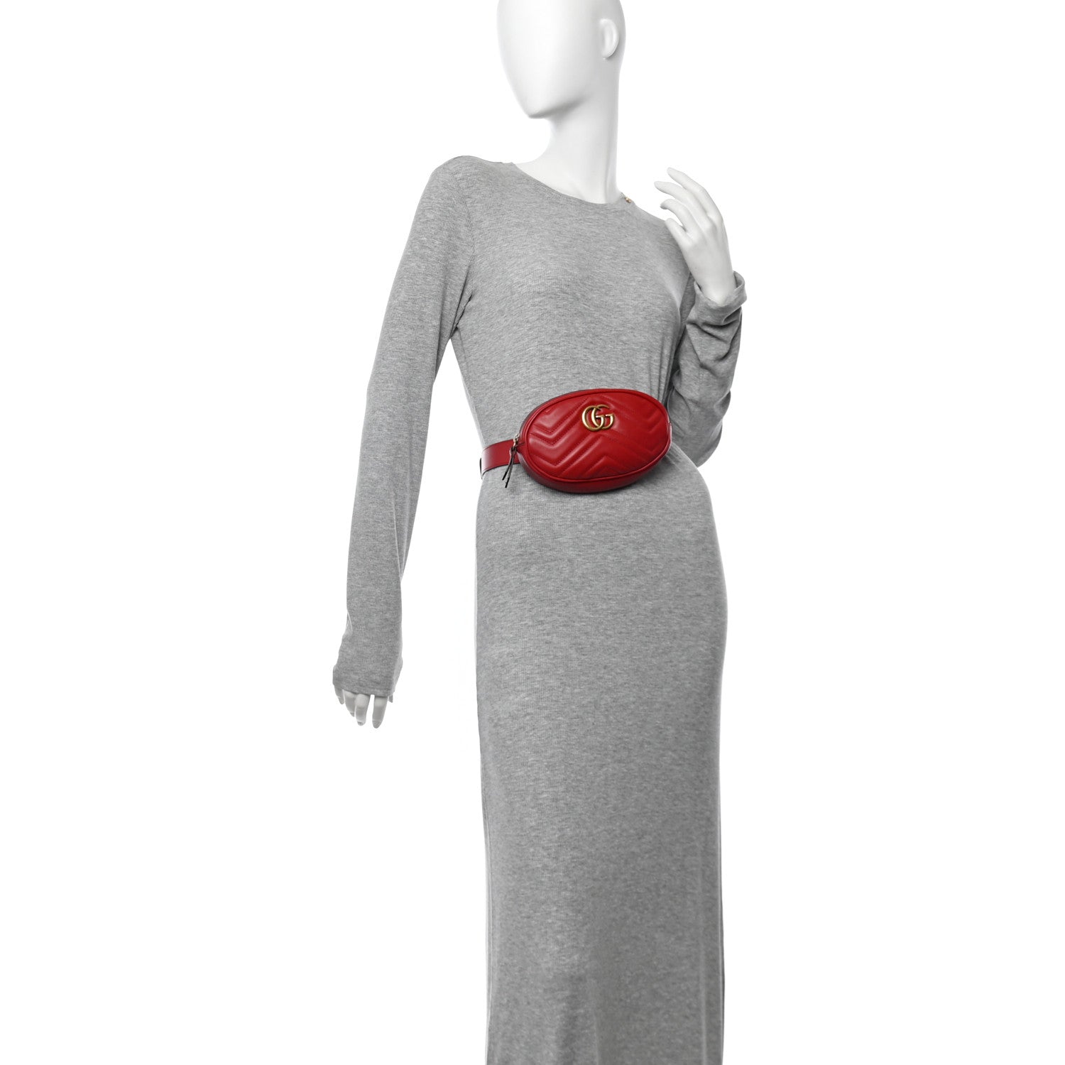 Calfskin Matelasse GG Marmont Belt Bag 95 38 Hibiscus Red