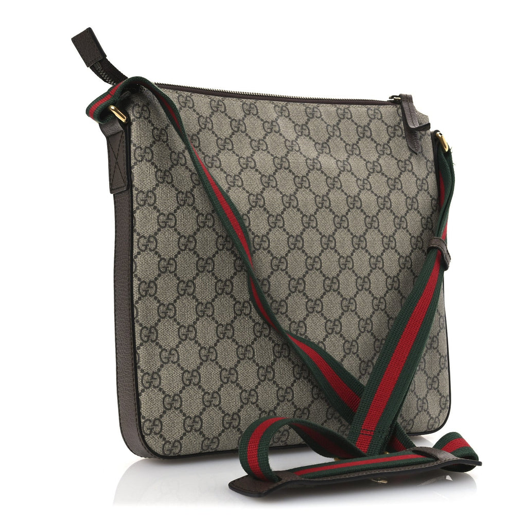 Soft GG Supreme Monogram Courrier Web Medium Flat Messenger Bag Beige New Acero Multicolor