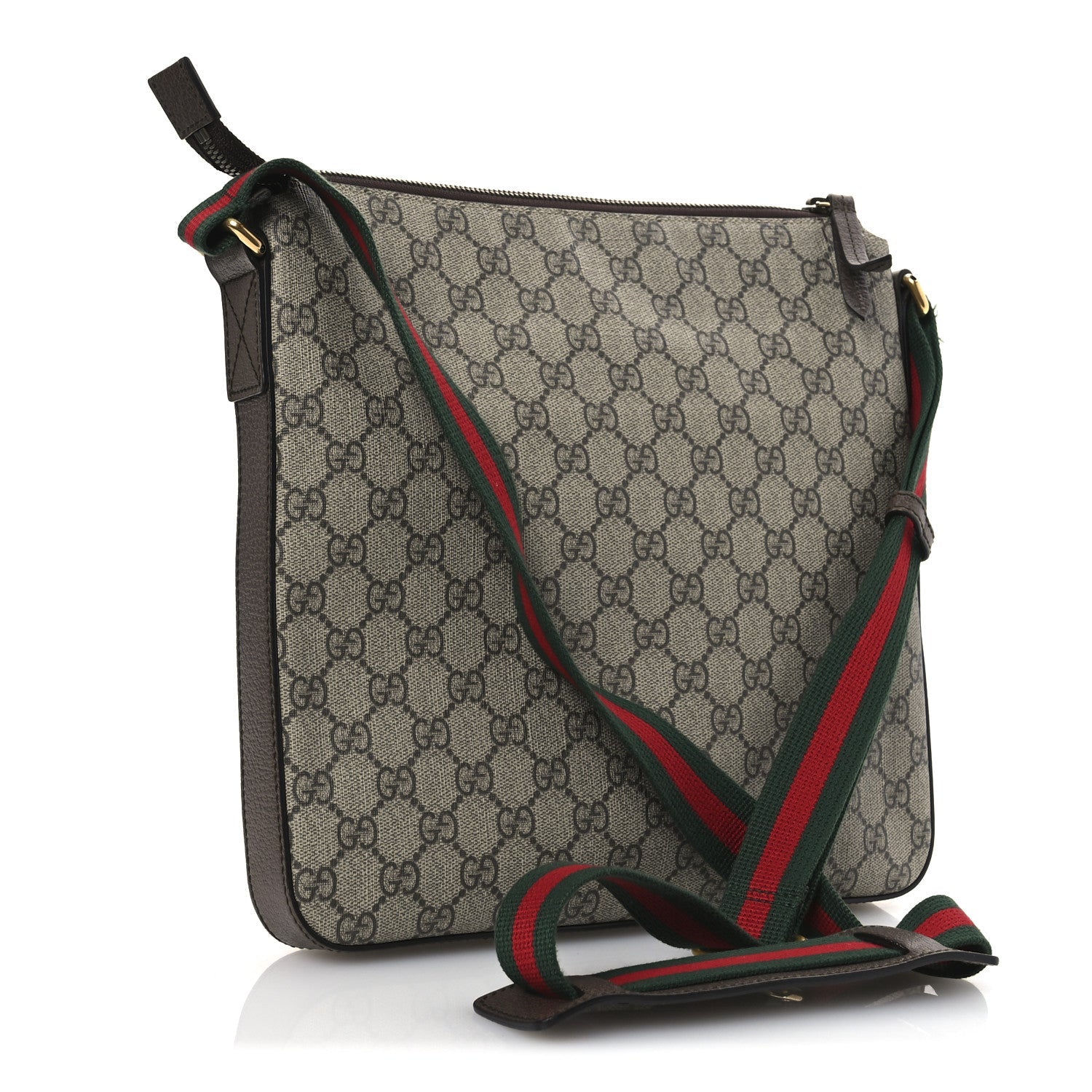 Soft GG Supreme Monogram Courrier Web Medium Flat Messenger Bag Beige New Acero Multicolor