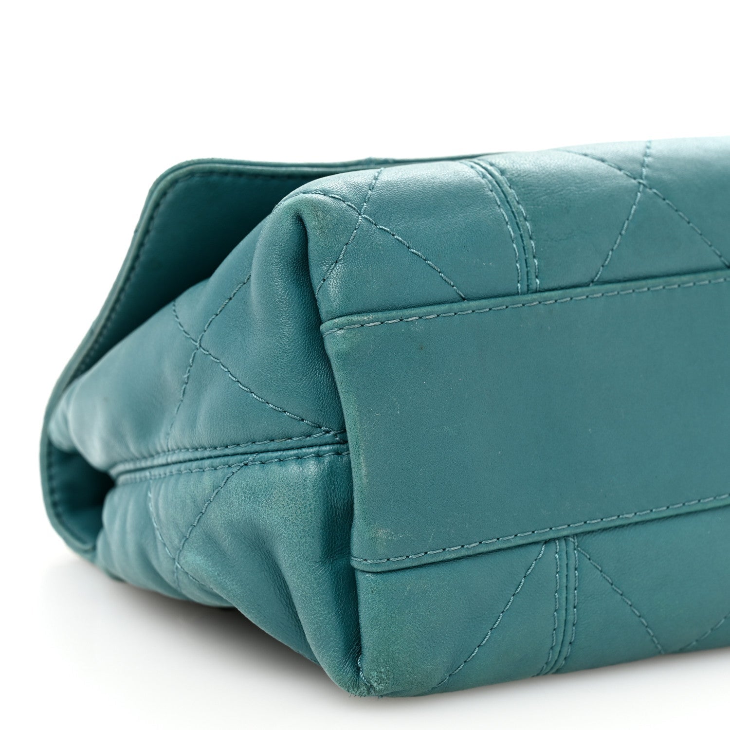 Lambskin Quilted Large Soft Touch Flap Green
