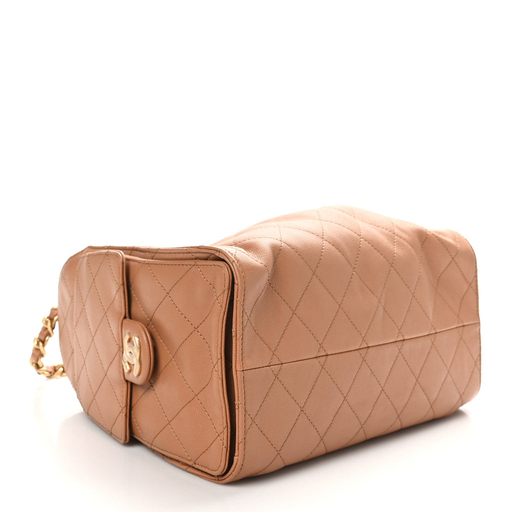 Caviar Quilted Small Chanel 25 Handbag Brown