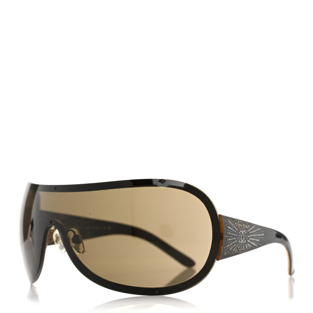 Shield Crystal CC Logo Sunglasses 4148-B Brown