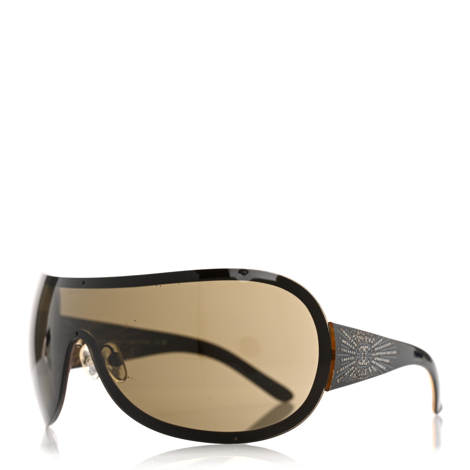 Shield Crystal CC Logo Sunglasses 4148-B Brown