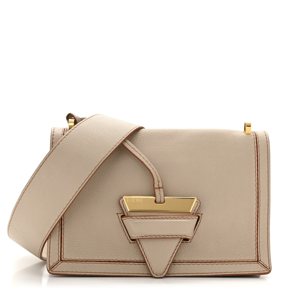 Grained Calfskin Medium Barcelona Shoulder Bag Light Ghost