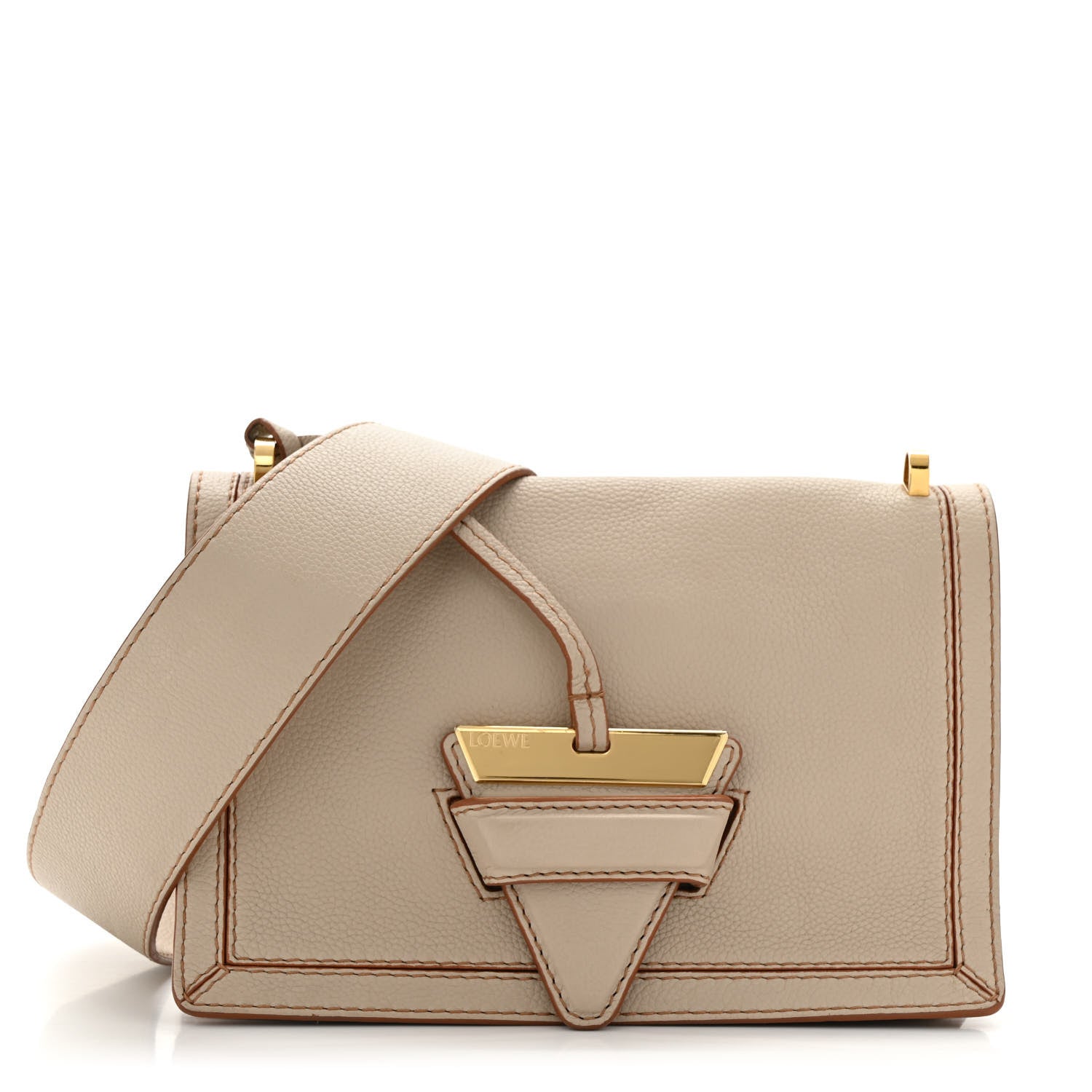 Grained Calfskin Medium Barcelona Shoulder Bag Light Ghost