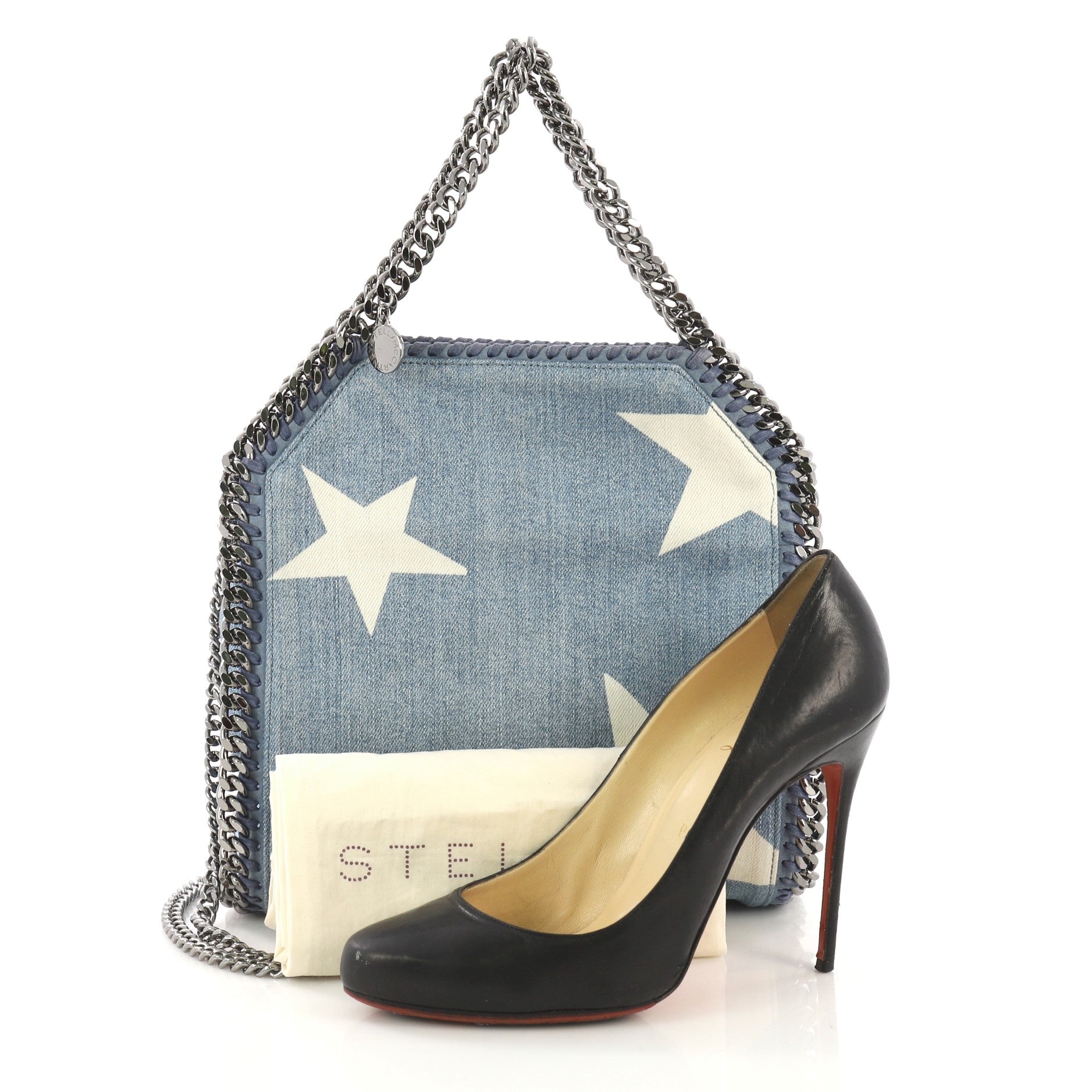 Falabella Fold Over Crossbody Bag Printed Denim Mini