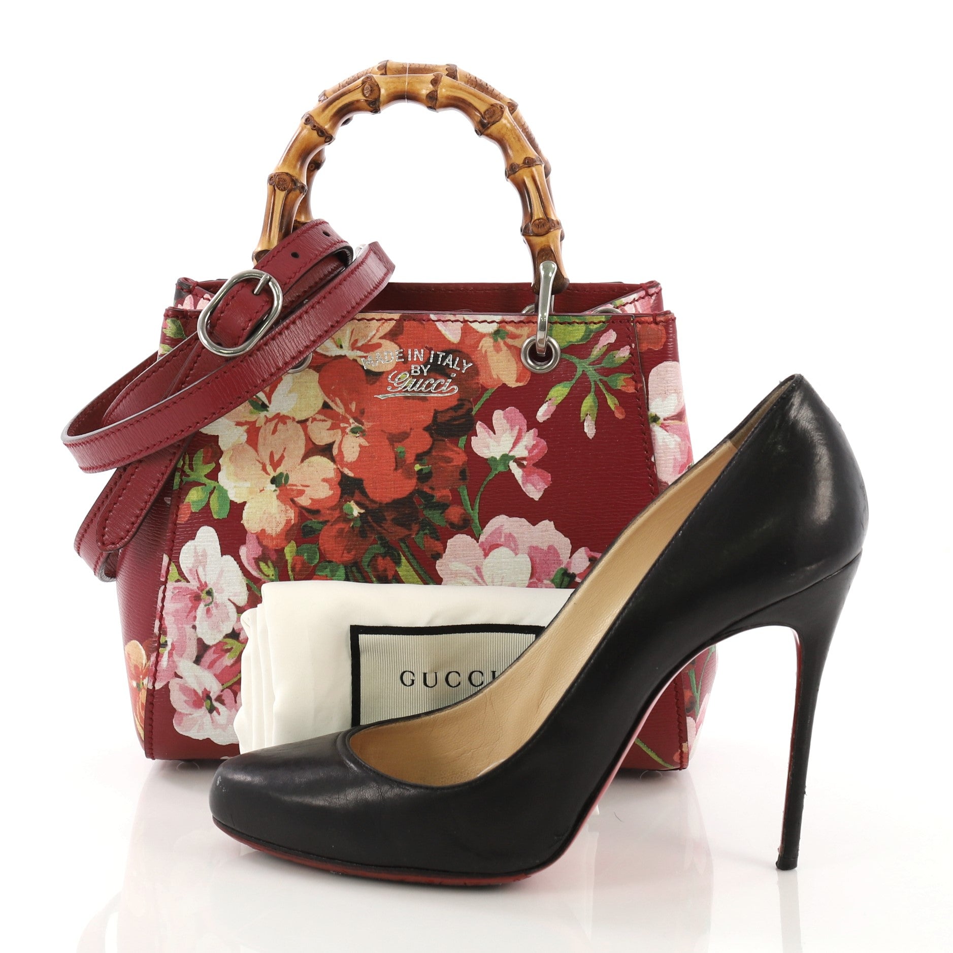 Bamboo Shopper Tote Blooms Print Leather Mini
