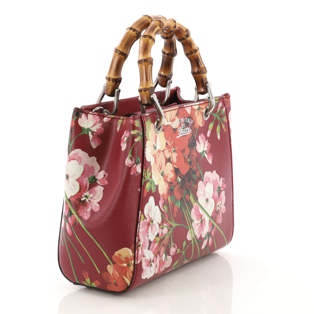 Bamboo Shopper Tote Blooms Print Leather Mini