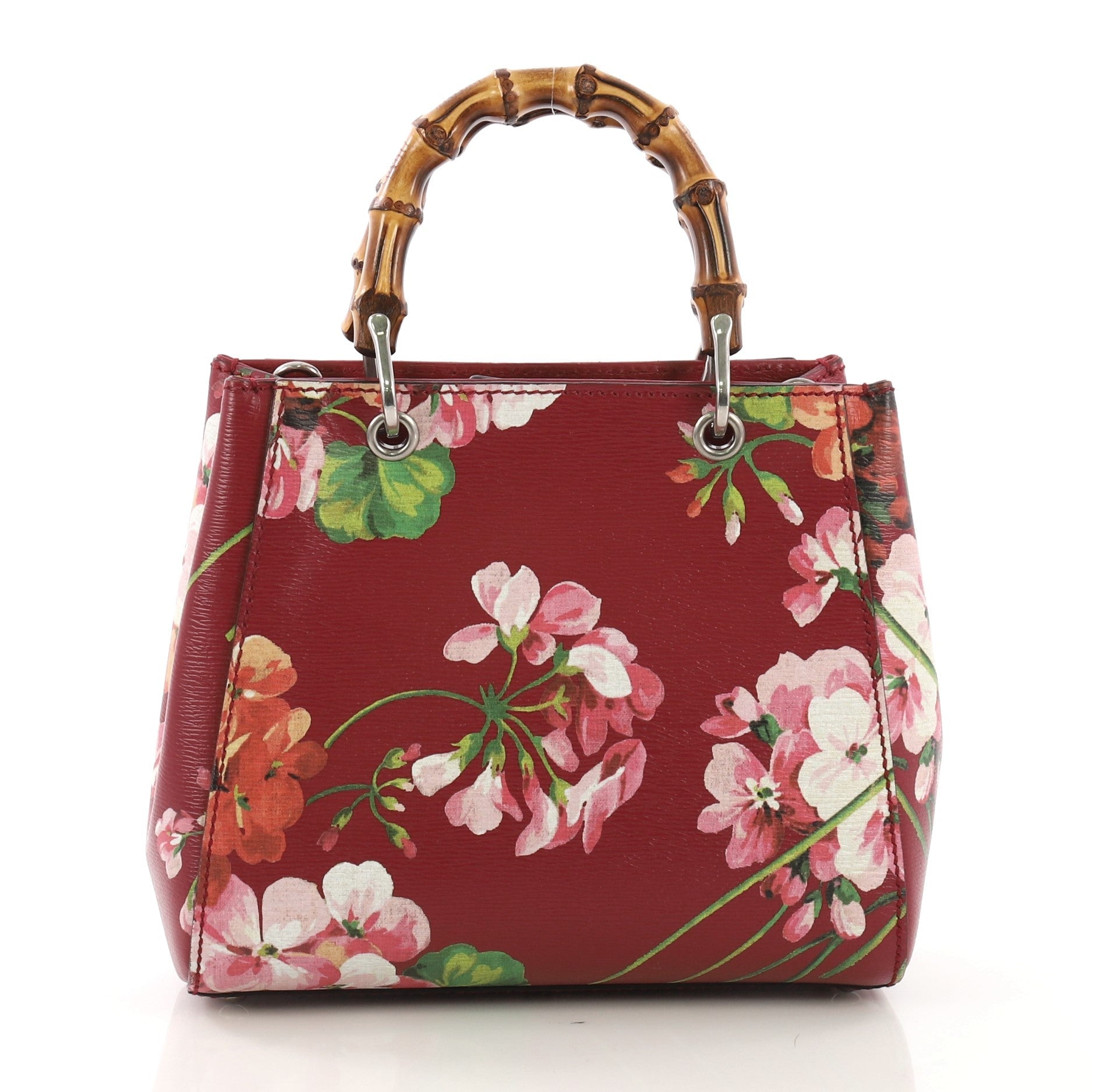 Bamboo Shopper Tote Blooms Print Leather Mini