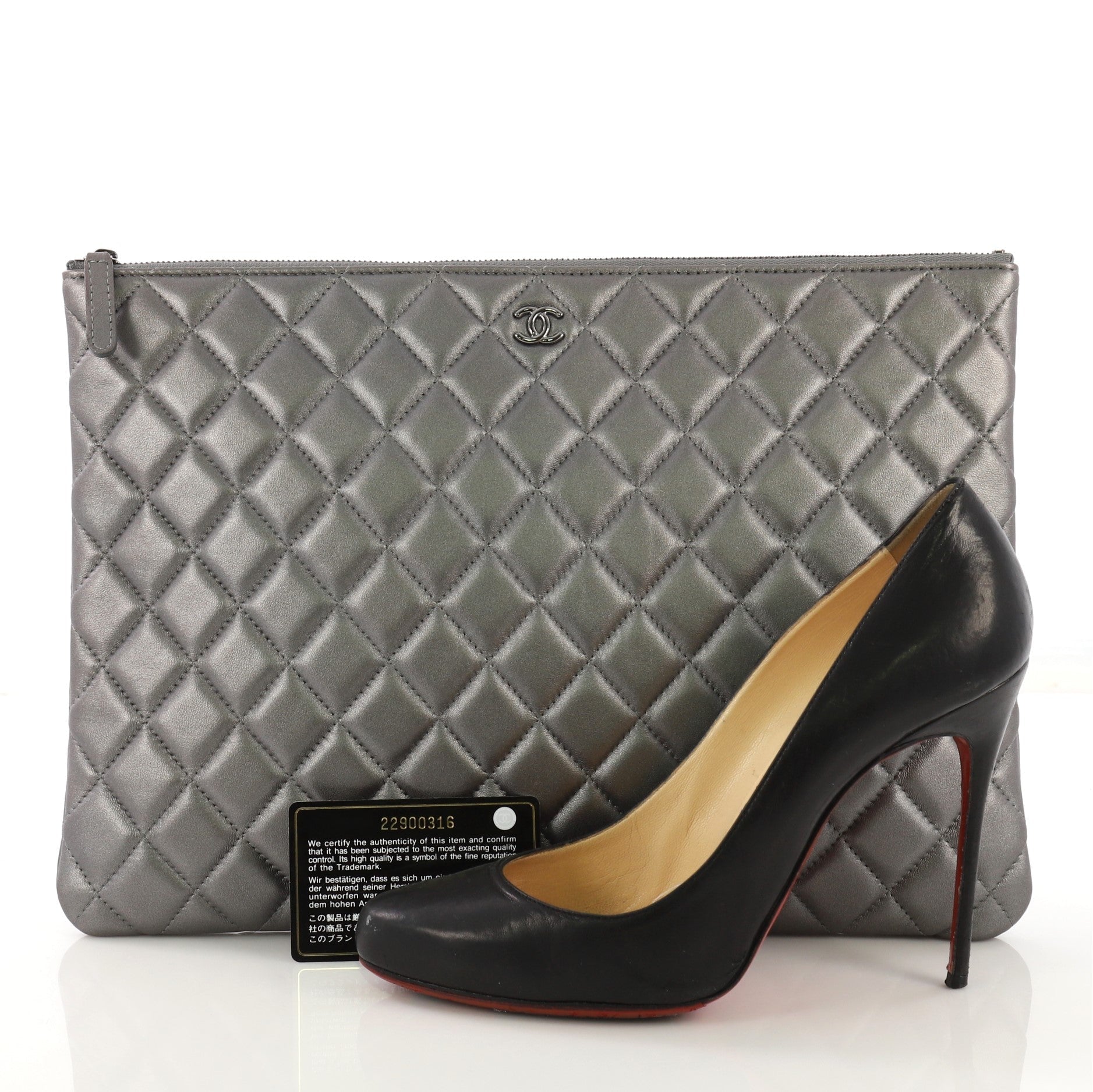 O Case Clutch Quilted Lambskin Large