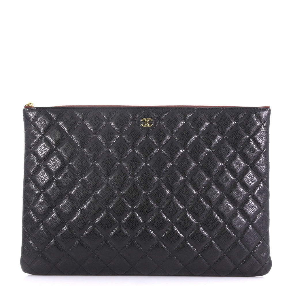 O Case Clutch Quilted Caviar Large