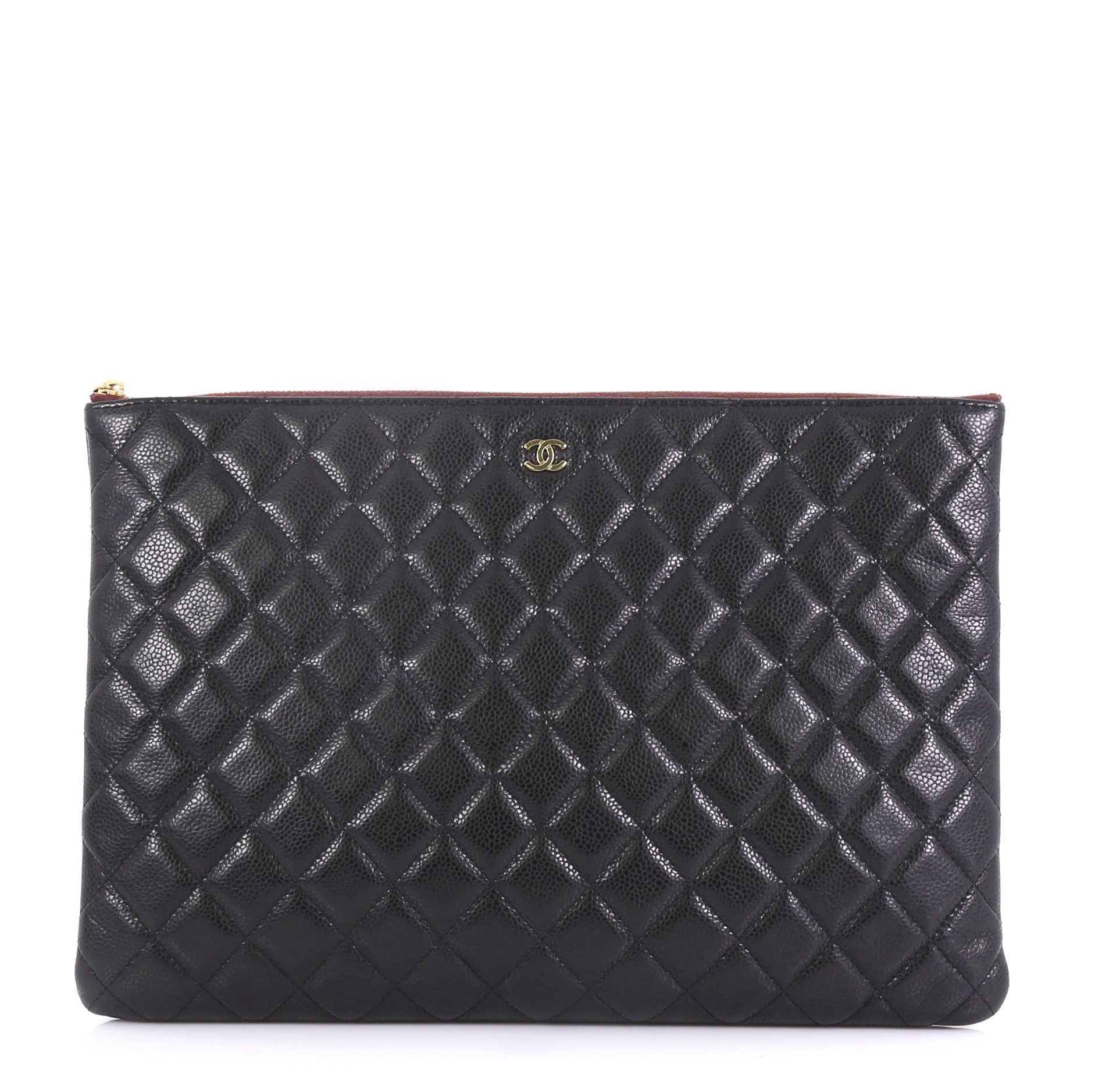 O Case Clutch Quilted Caviar Large