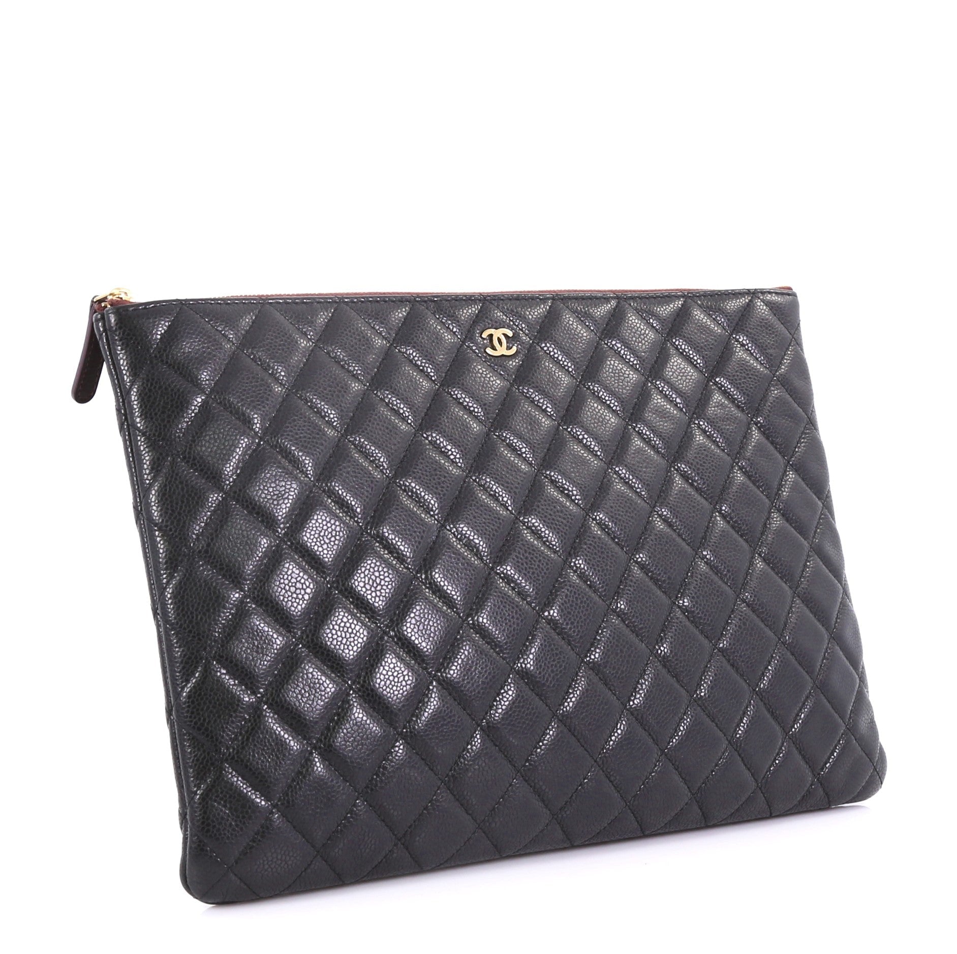 O Case Clutch Quilted Caviar Large