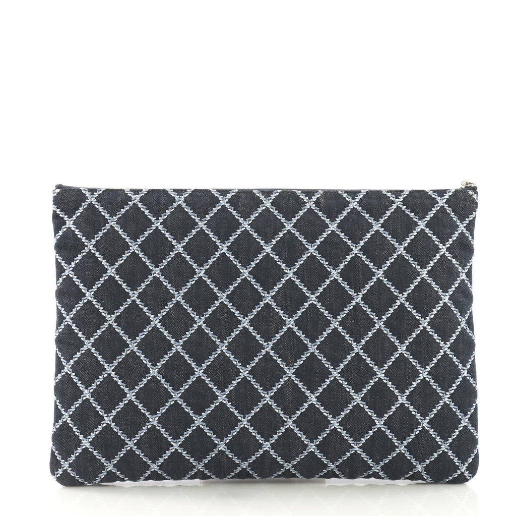 O Case Clutch Quilted Denim Large