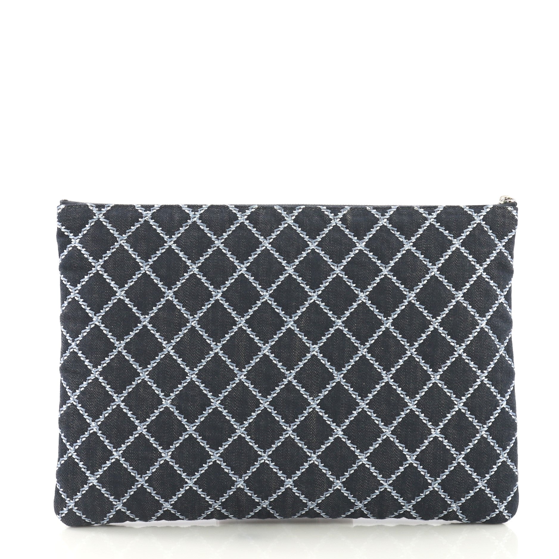O Case Clutch Quilted Denim Large