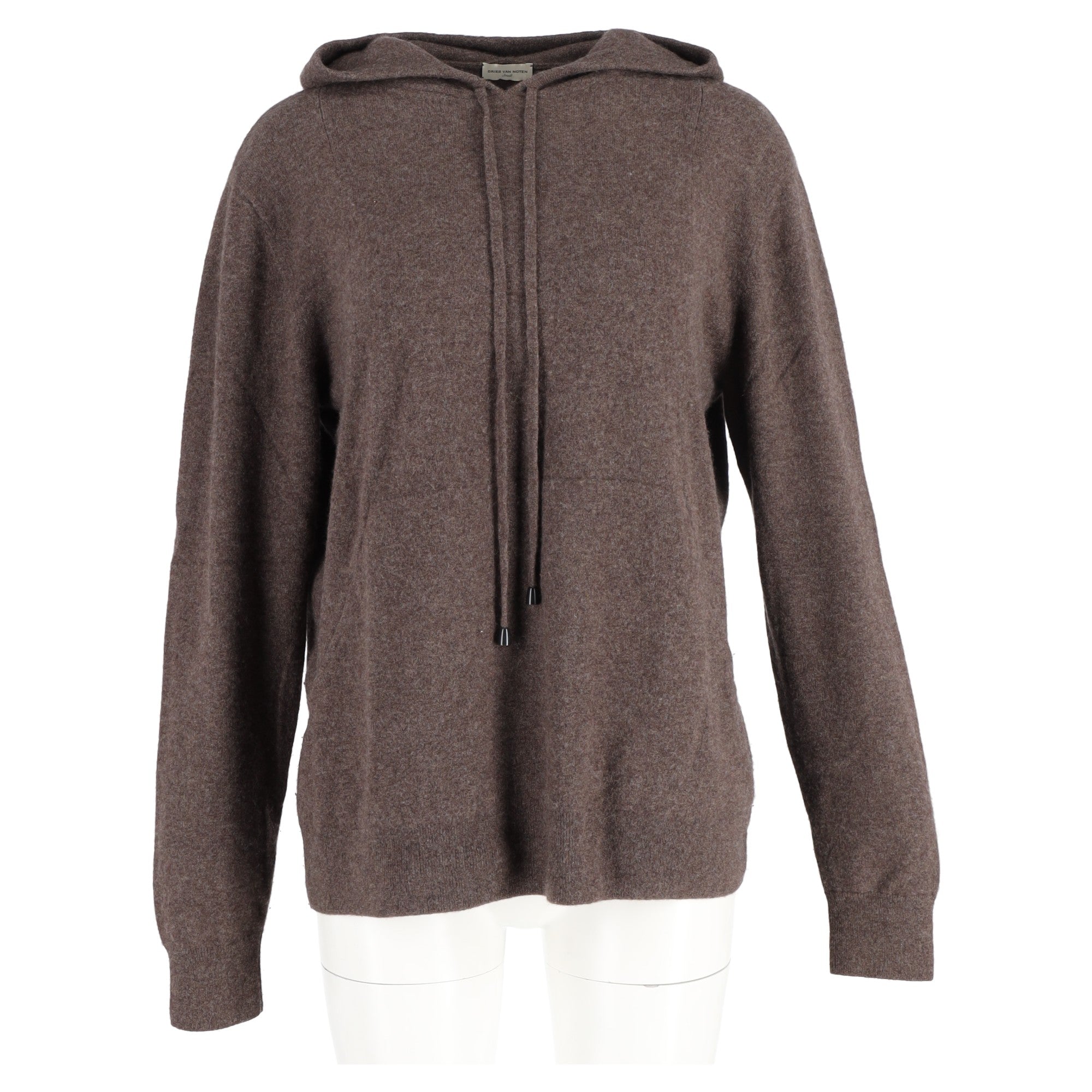 Dries Van Noten Hooded Sweater with Pockets in Brown Wool