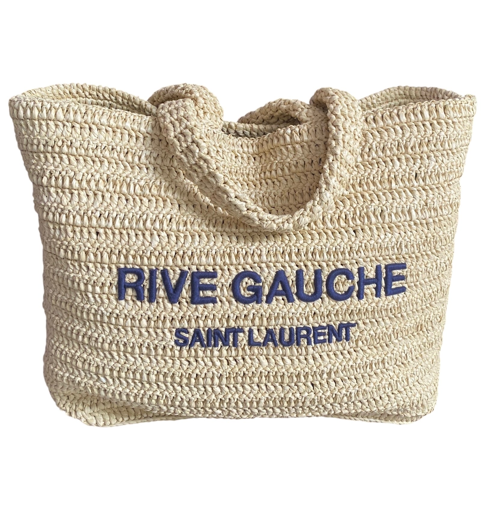 Saint Laurent Natural Raffia Rive Gauche Beach Shopping Tote