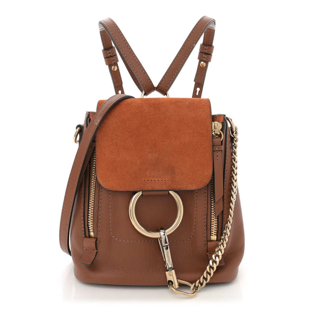 Suede Calfskin Mini Faye Backpack Tan