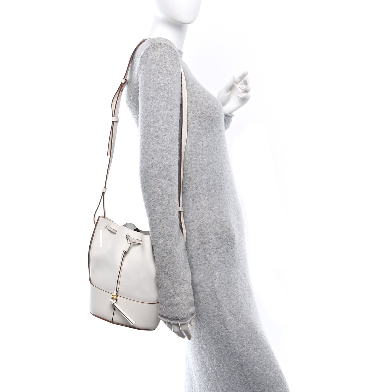 Calfskin Small Balloon Bucket Bag Soft White