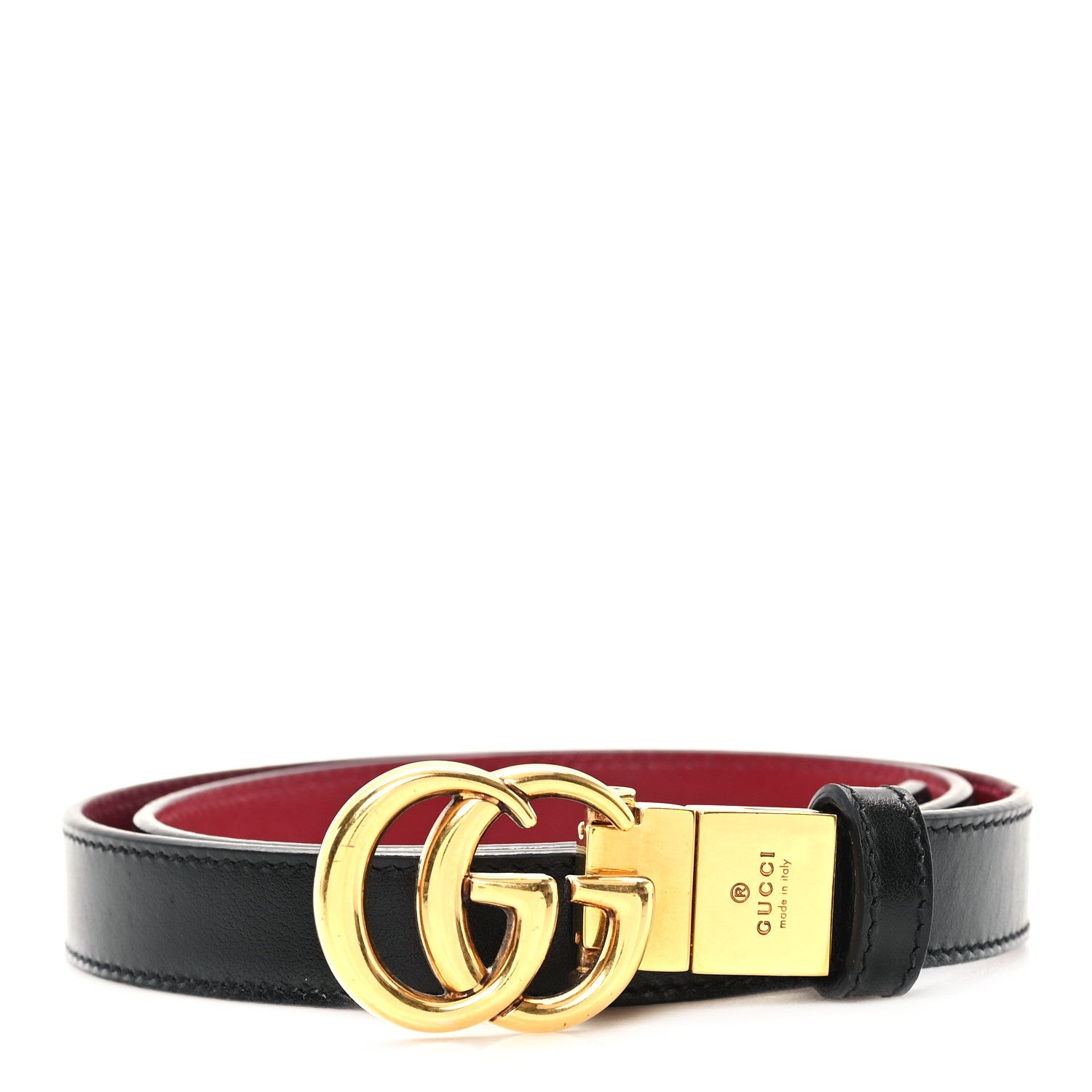 Plutone Calfskin Double G Reversible 20mm Belt 75 30 Black Red