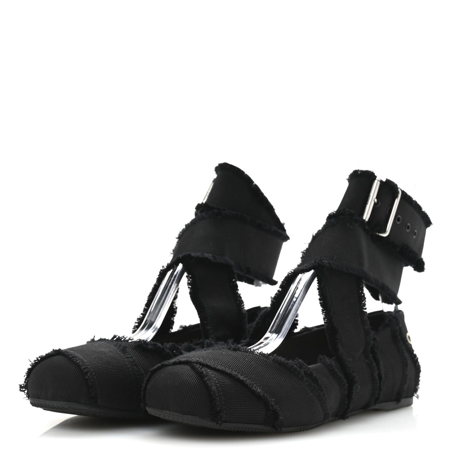 Grosgrain Fringe Songe Ballet Flats 38 Black