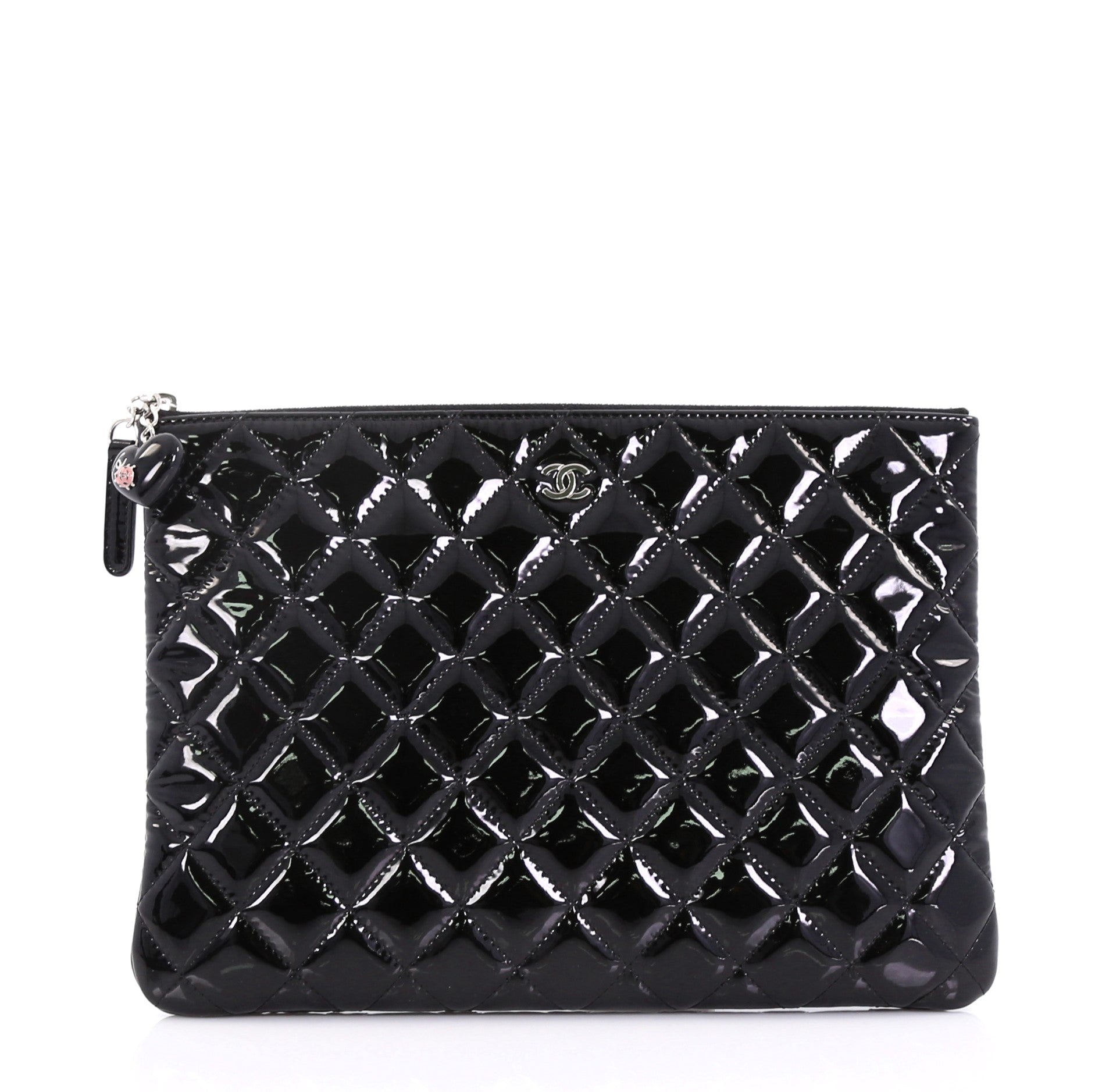 O Case Clutch Quilted Patent Medium