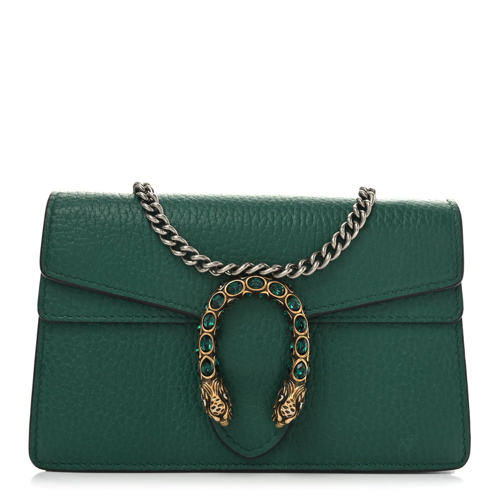 Dollar Calfskin Crystal Super Mini Dionysus Shoulder Bag Emerald
