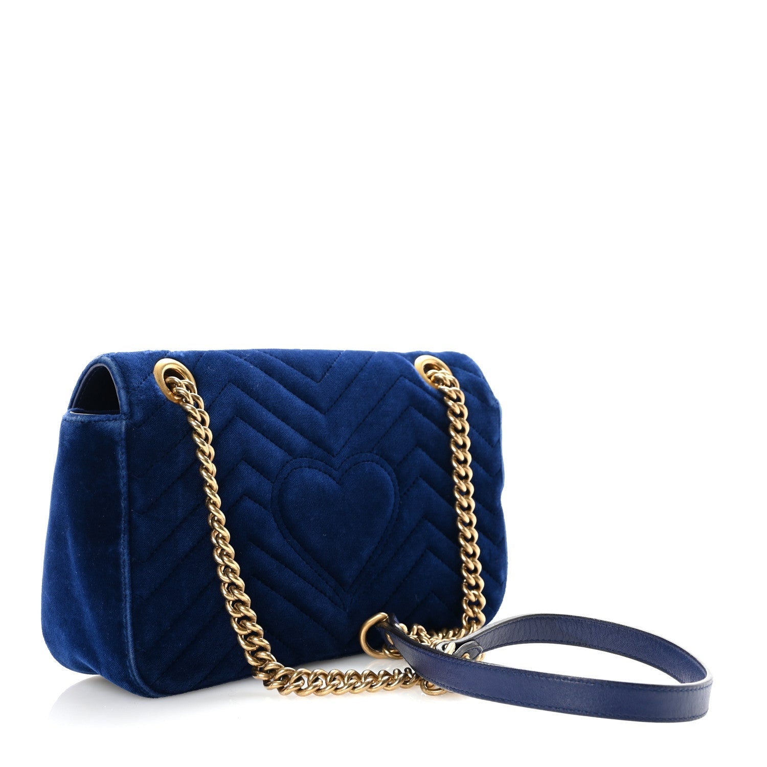 Velvet Matelasse Small GG Marmont Shoulder Bag Cobalt Blue