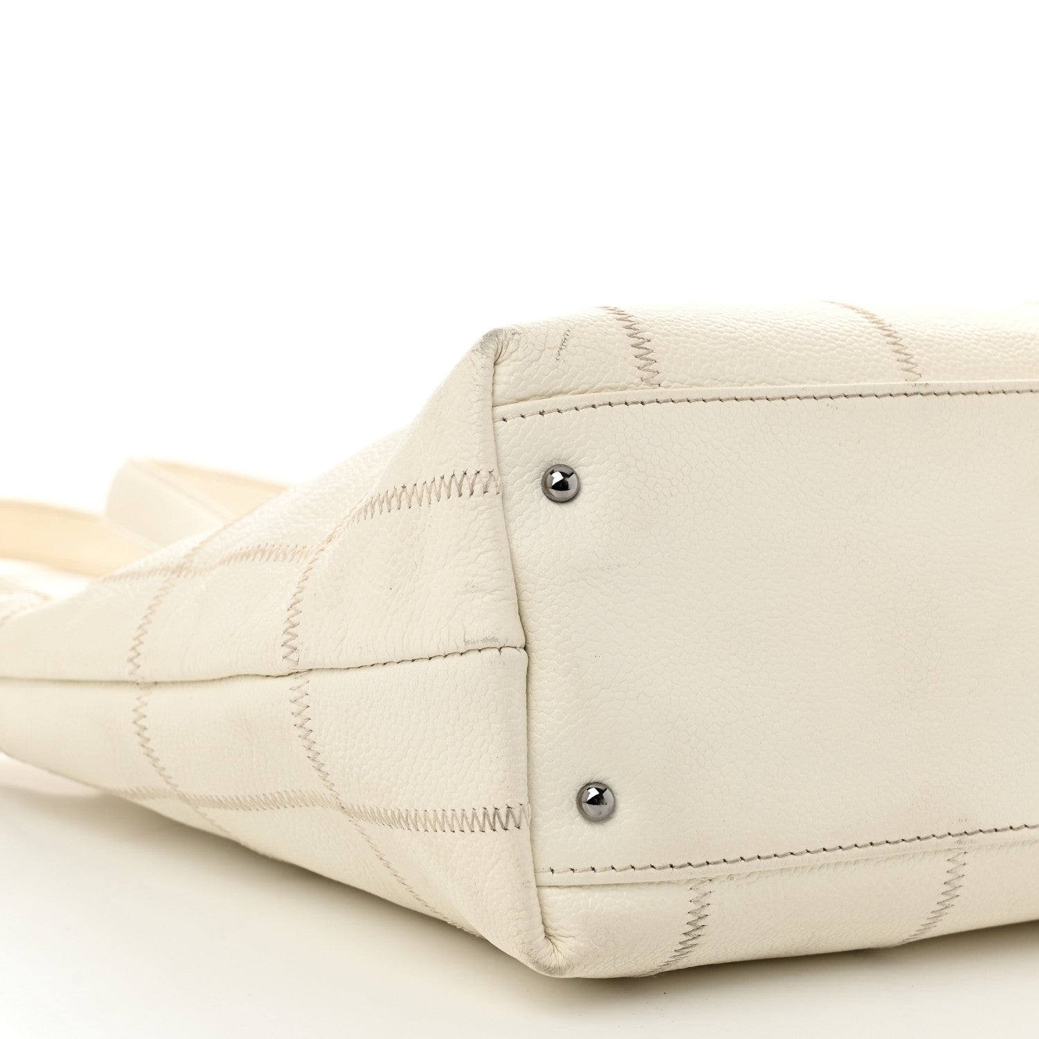 Caviar Square Stitched Tote White