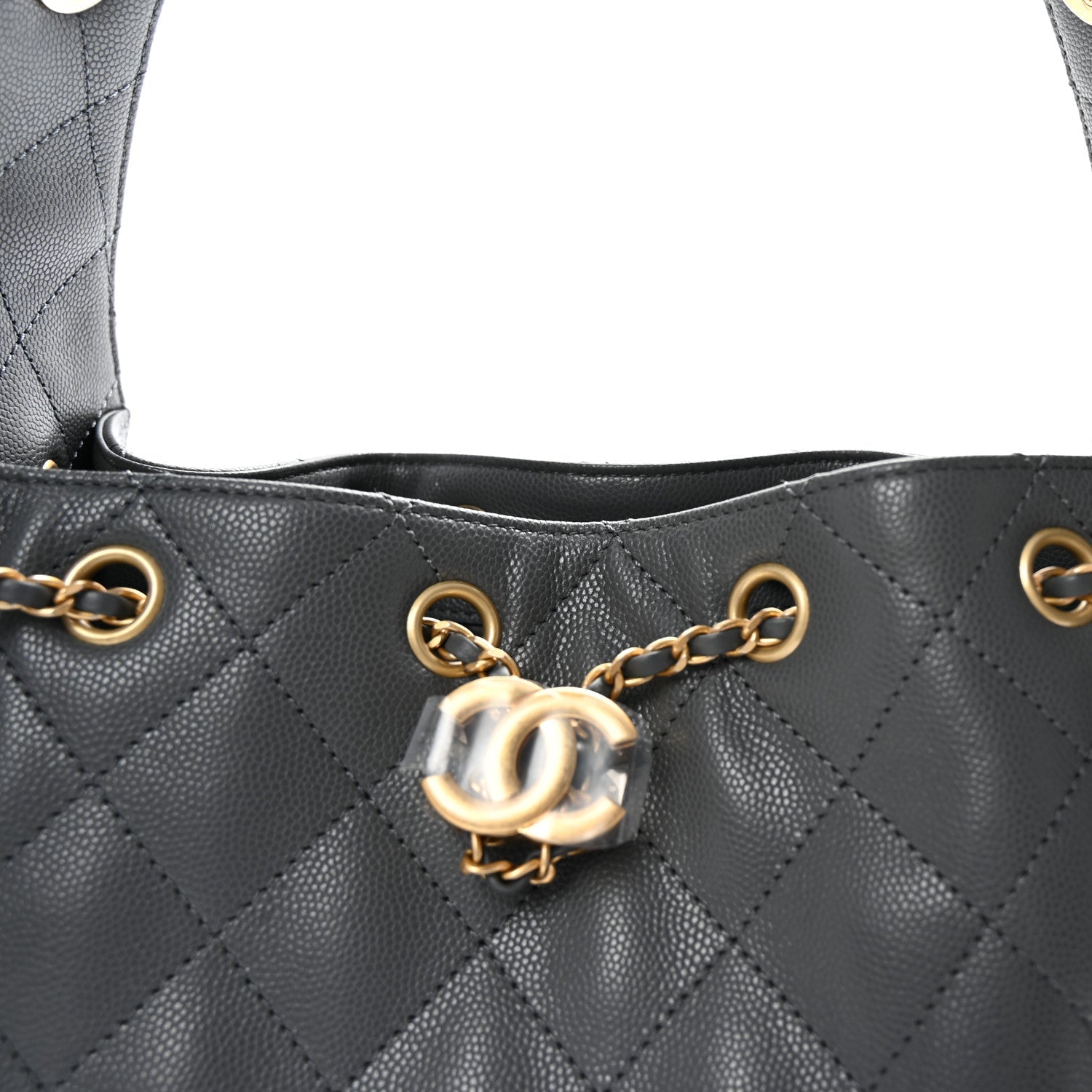 Caviar Quilted Small Chanel 25 Handbag Grey