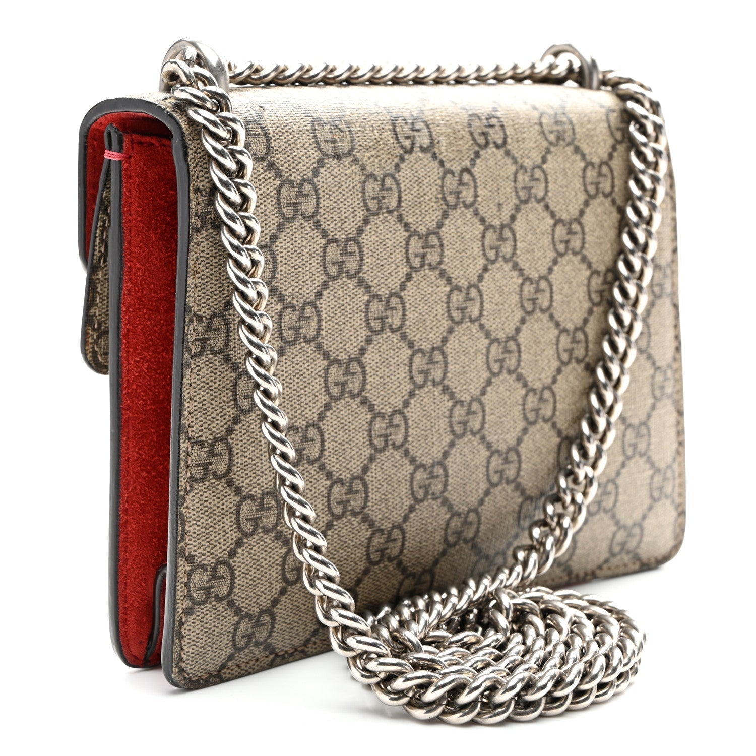 GG Supreme Monogram Mini Dionysus Shoulder Bag Hibiscus Red