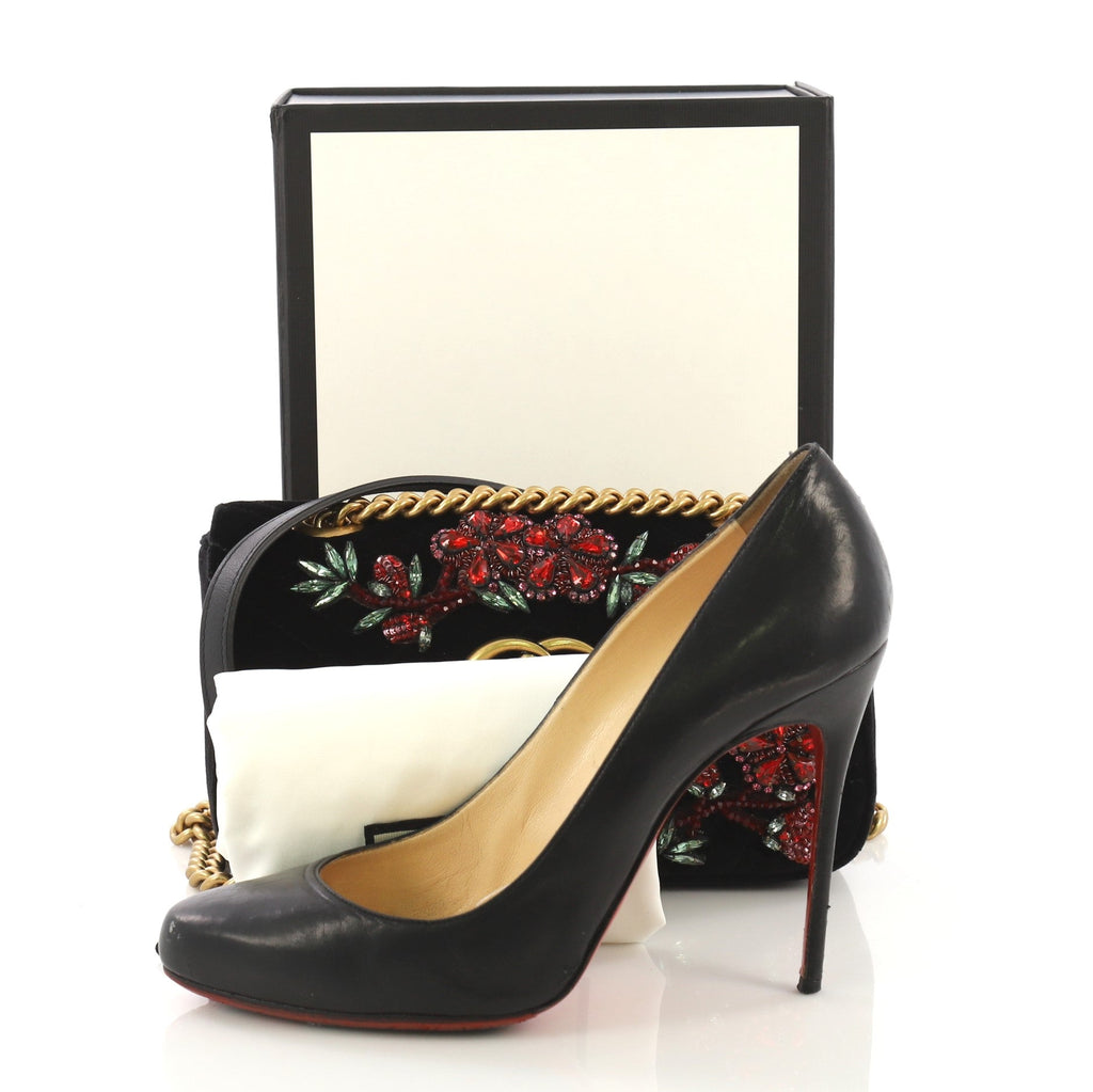 GG Marmont Flap Bag Embellished Matelasse Velvet Mini