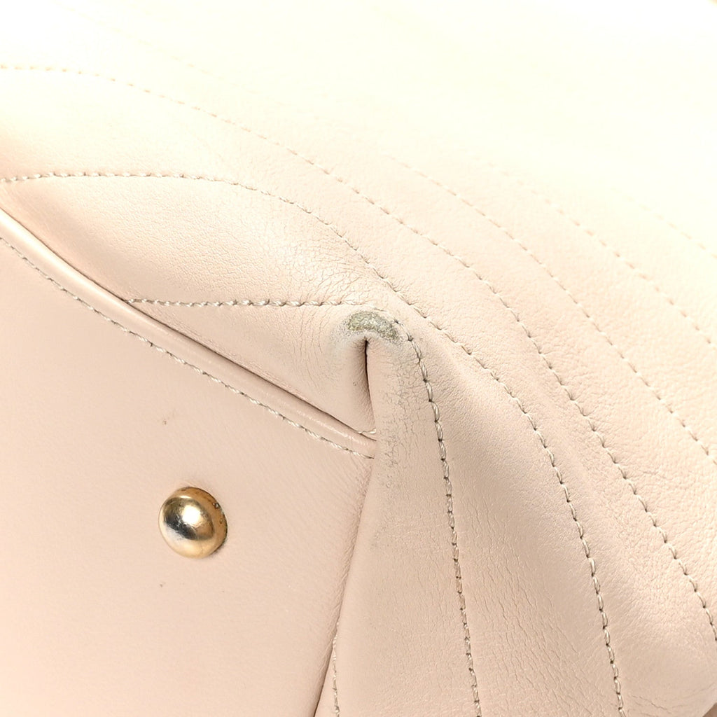 Calfskin Elaphe Stitched Large Chevron Chic Shopping Bag Beige