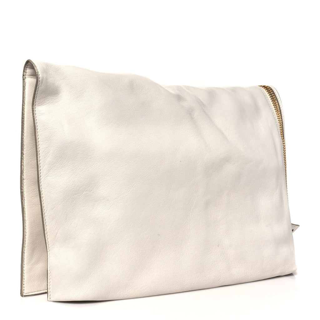 Ramskin Large Alix Padlock Zip Shoulder Bag White