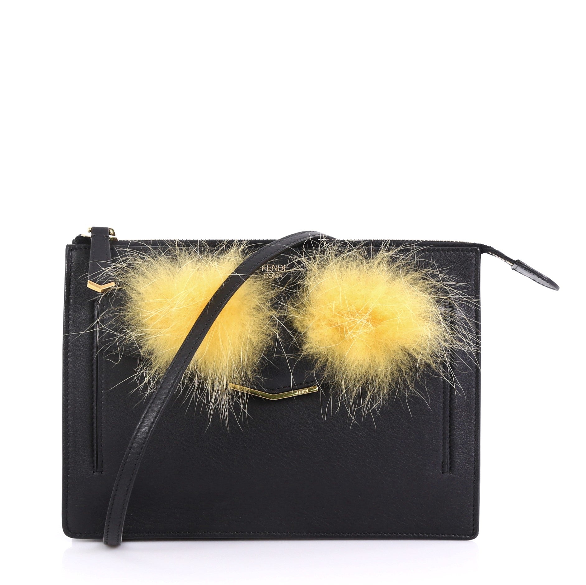 Monster Front Pocket Clutch Leather with Fur